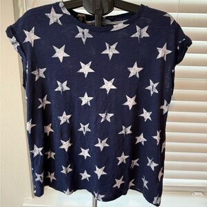 Lane Bryant Navy and White Patterned Top